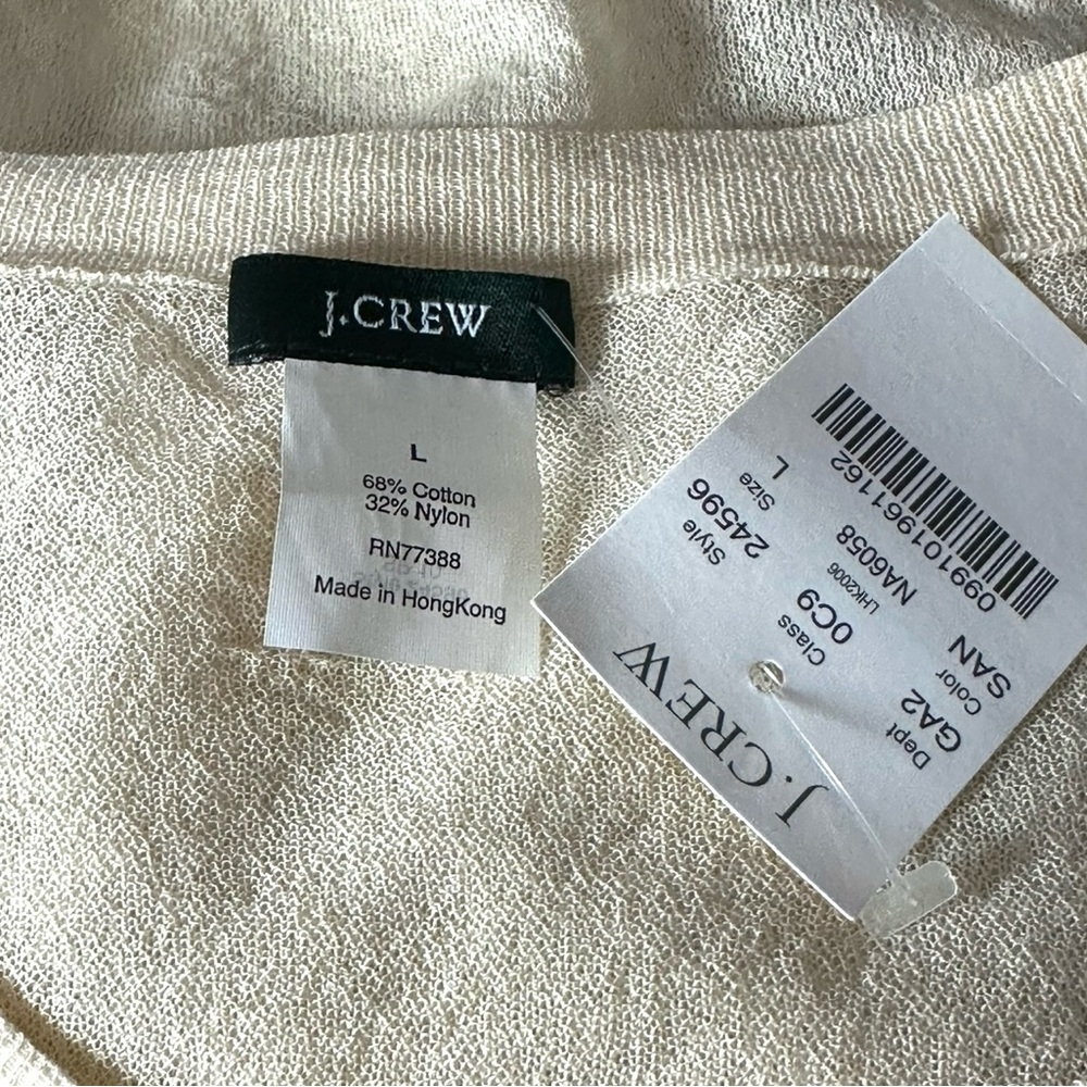 J. Crew NWT Semi-Sheer Ruffle Front Button Up Neck Cardigan Sweater Size Large - Picture 9 of 11